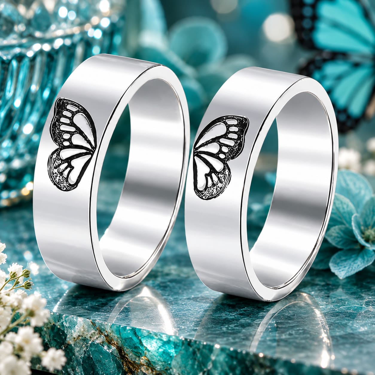 Bagues Papillon Couple Immortel