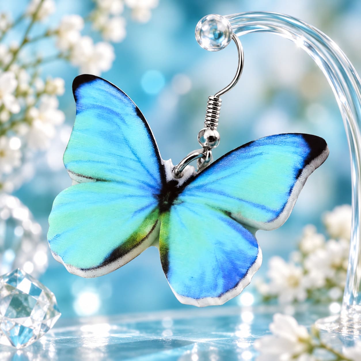 Boucle d'Oreille Papillon Bleu