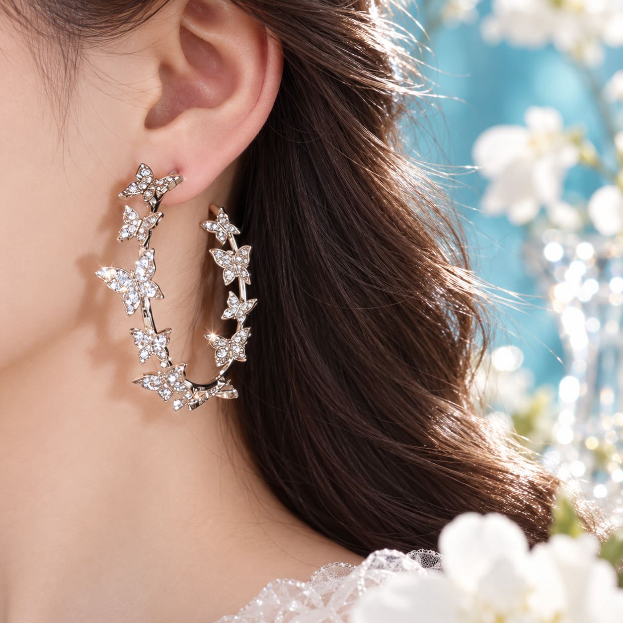 Boucle d’Oreille Papillon Circulaire