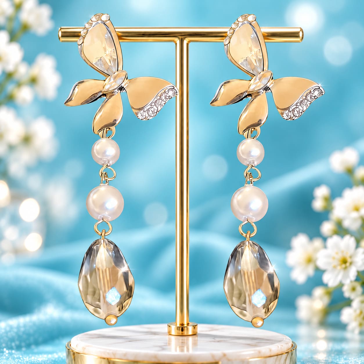 Boucle d'Oreille Papillon Perles de Resplendissance