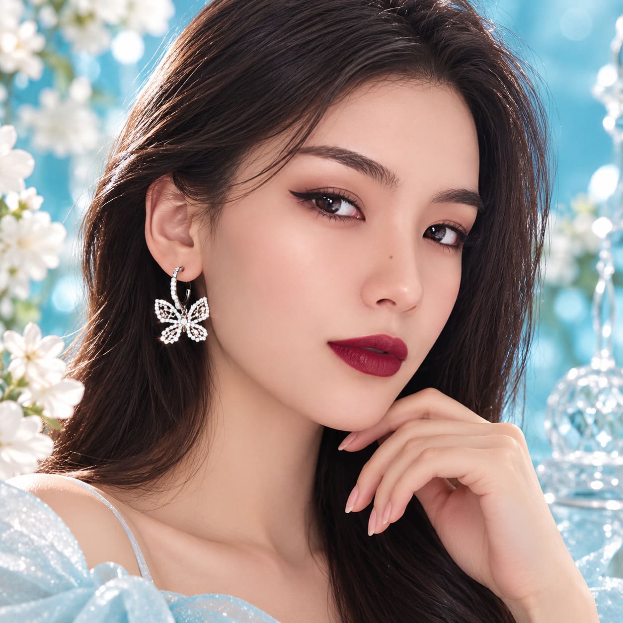 Boucle d’Oreille Pendante Papillon