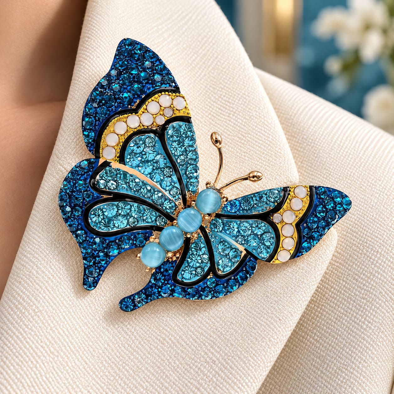 Broche Papillon Bleu