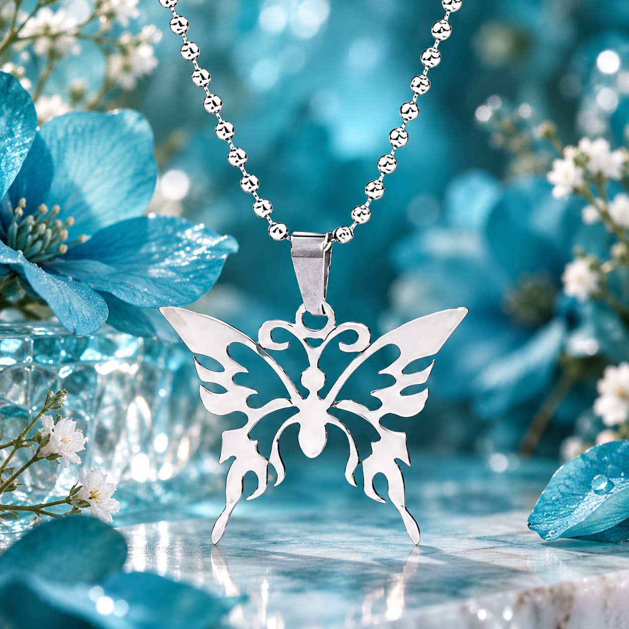 Collier Papillon Acier Inoxydable
