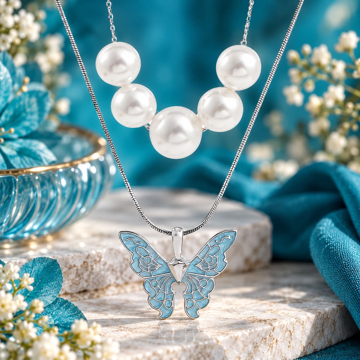 Collier Papillon Perle Magique