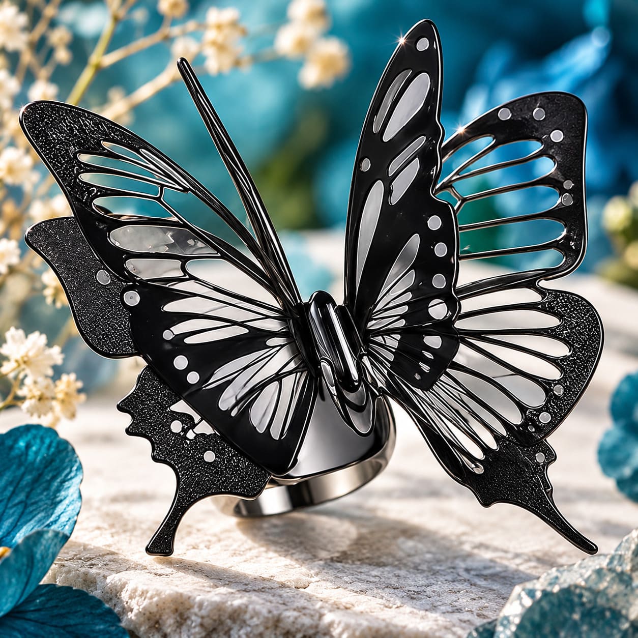 Grande Bague Papillon Noir