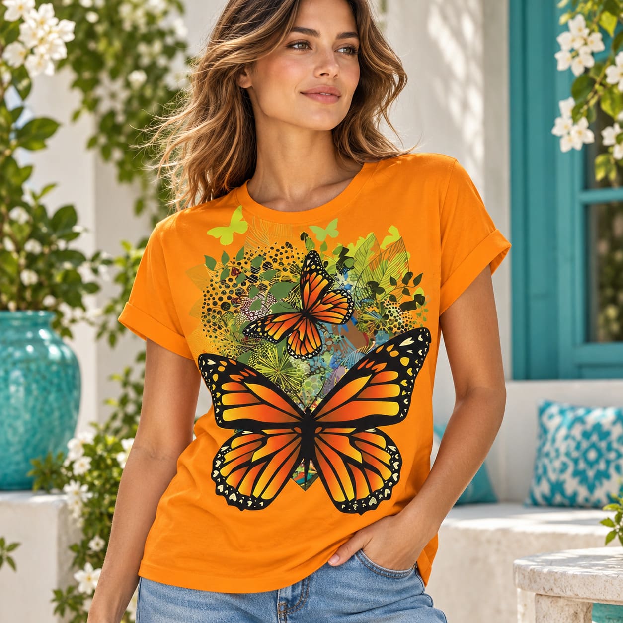 T-Shirt Papillon Orange