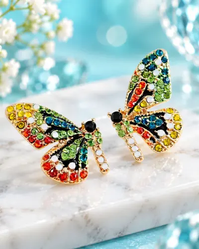 Boucle d’Oreille Papillon Fantaisie Colorée