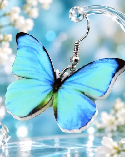 Boucle d’Oreille Papillon Bleu