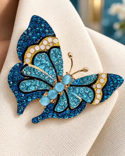 Broche Papillon Bleu