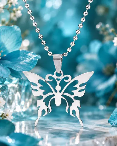 Collier Papillon Acier Inoxydable